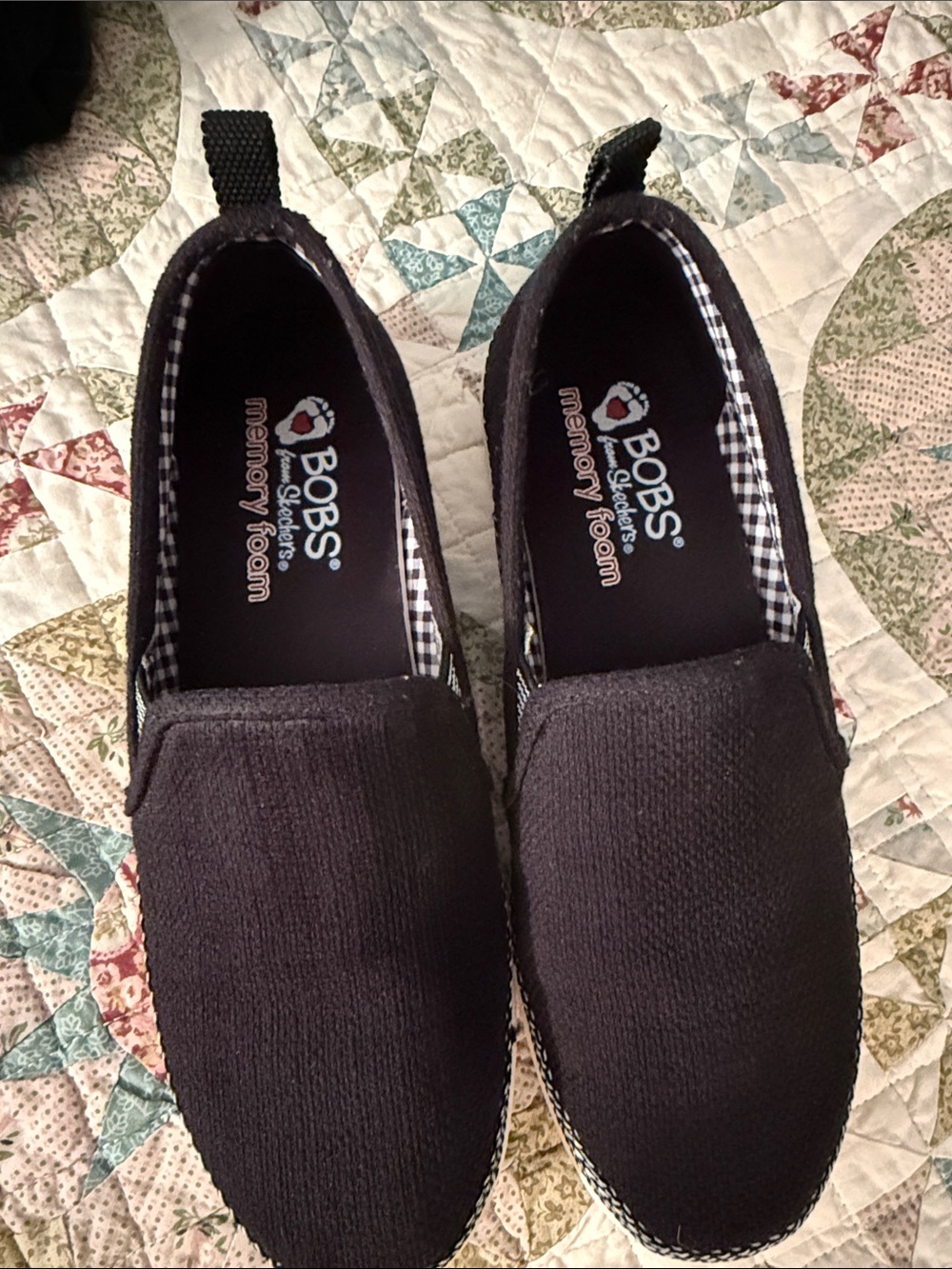 Bobs Black Memory Foam Slip-On Sneakers for Women